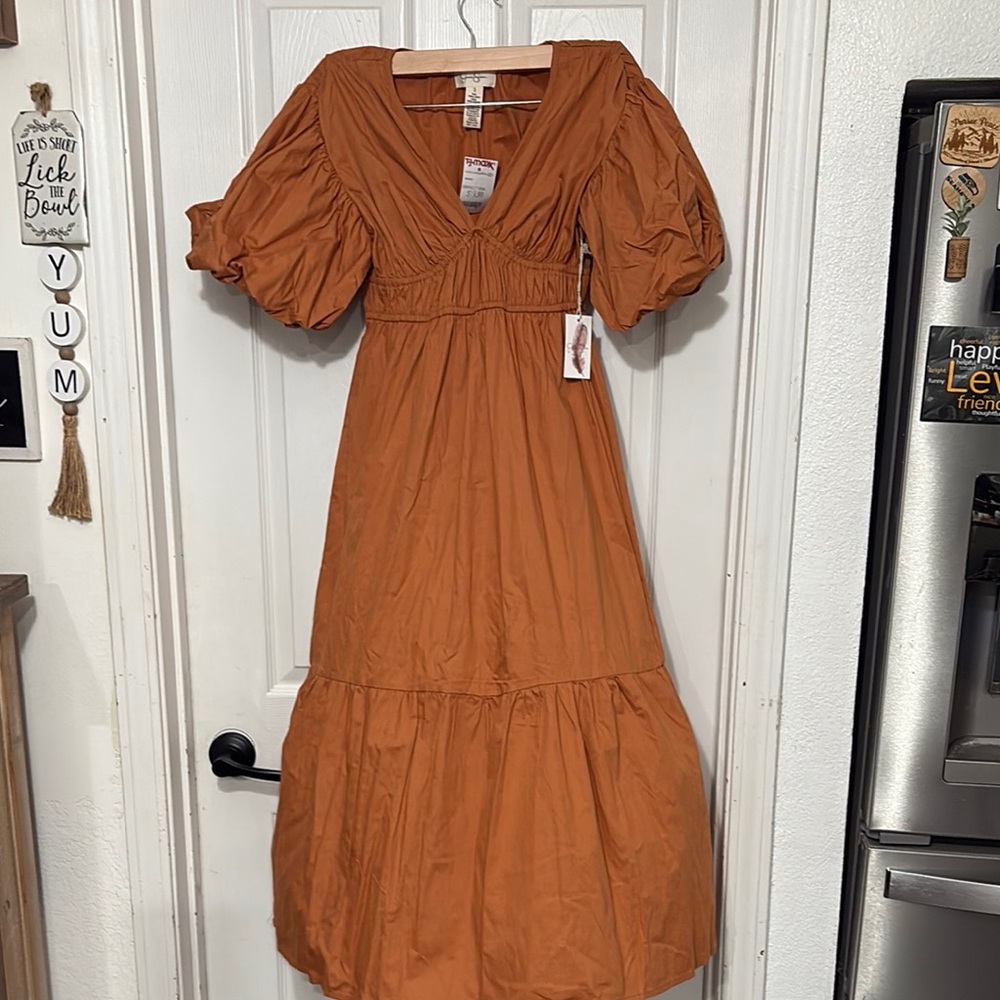 Jessica Simpson Orange Tiered Puff Sleeve Sundress item # 6